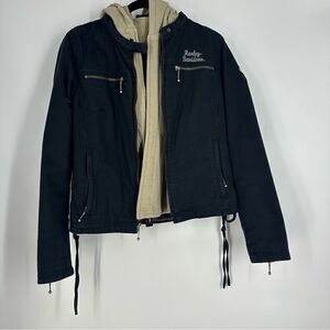HARLEY DAVIDSON Women’s 2-n-1 Jacket with Removable Vest Sz M Vintage Y2K
